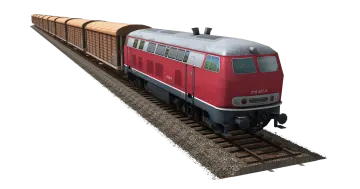 a red and white train is on the tracks