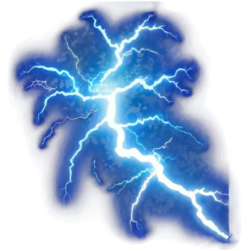a blue lightning bolt on a white background