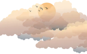 a cloud with birds flying in the sky