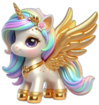 a little pony with gold wings and pink hair