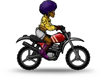 a black woman riding a motorcycle