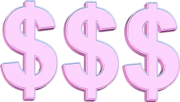 three pink dollar signs on a white background