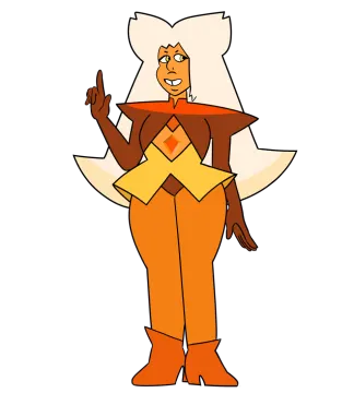a cartoon character in an orange and brown outfit