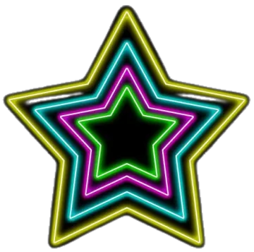 a neon star with a white background