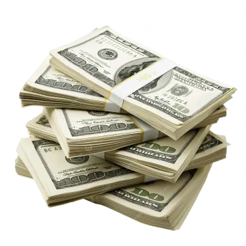 a pile of money on a white background