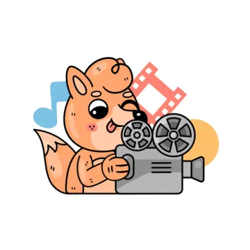 an illustration of a dog with a movie camera