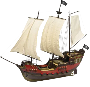 a wooden model of a pirate ship