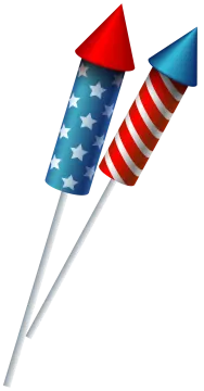 a pair of red, white and blue fireworks sticks