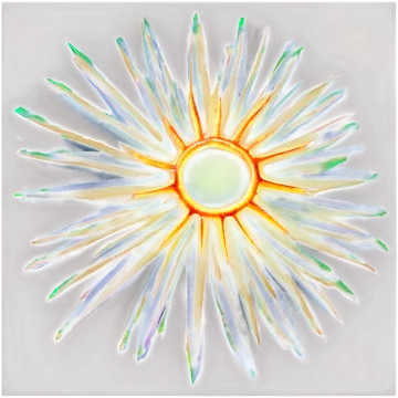 a drawing of a sun with many colors