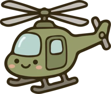 a green helicopter with a smiling face