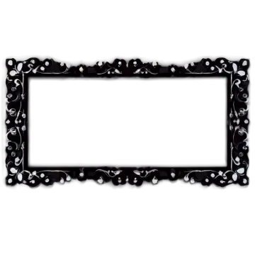 a black and white picture frame with skulls on it