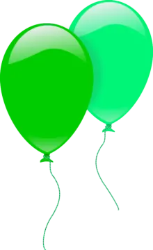 two green and blue balloons