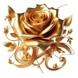 a golden rose on a white background