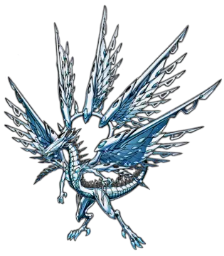 a drawing of a blue bird with wings