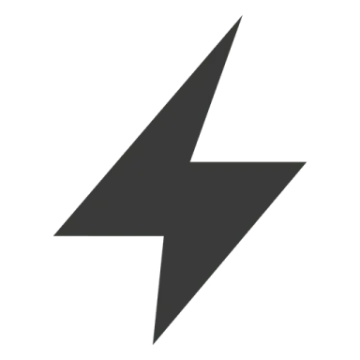 a black and white lightning symbol