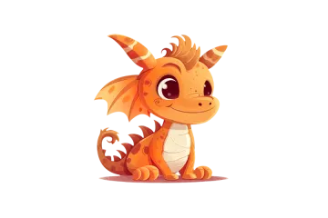 a small orange dragon sitting on the ground