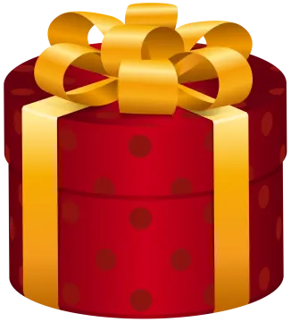 a red gift box with gold ribbon and bow