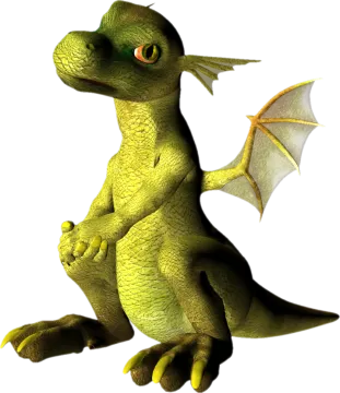 a small green dragon sitting on its hind