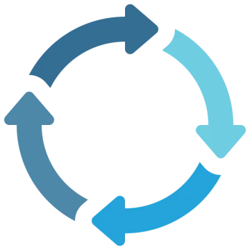 a blue circle with arrows in the middle