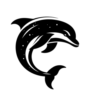 a black and white silhouette of a dolphin