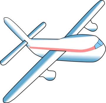 an airplane with red and blue stripes on it
