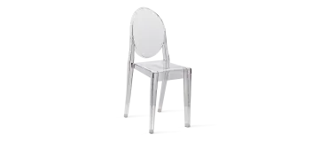 a clear plastic chair on a white background