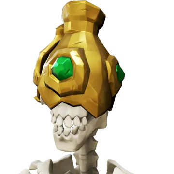an image of a skull with green eyes
