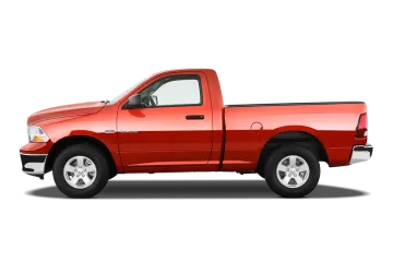 a red pickup truck on a white background