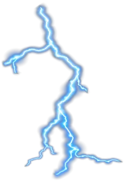 a blue lightning bolt on a white background