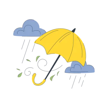 a yellow umbrella and some blue clouds