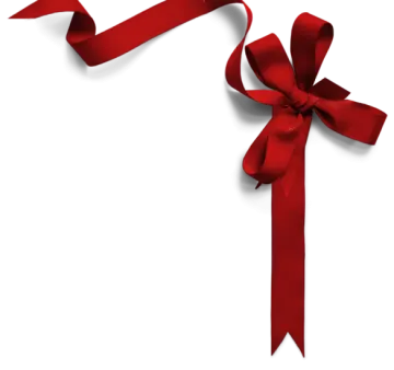a red ribbon with a bow on it