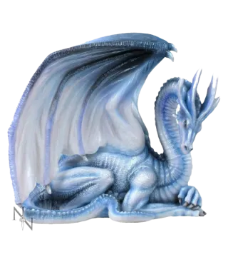 a blue dragon sitting on the ground