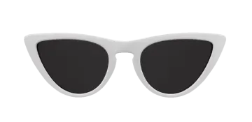 a pair of white sunglasses with black lenses