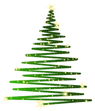 a green christmas tree with stars on it