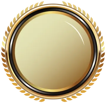 a gold medal with laurels