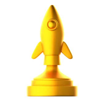 a yellow rocket on a white background
