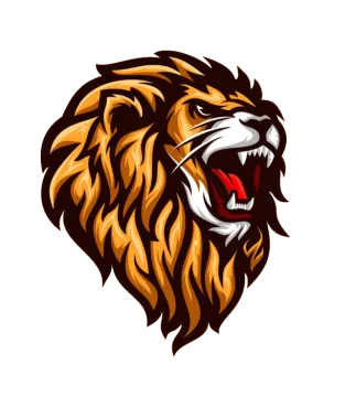 a lion's head with its mouth open