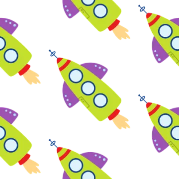 a green and purple rocket with glasses on it