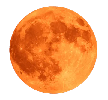 an orange full moon with a white background