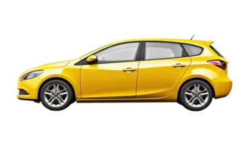 a yellow car on a white background