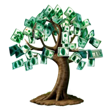 a money tree with dollar bills on it