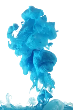 blue ink in water on white background