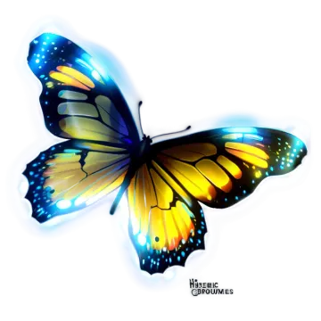 a yellow butterfly with blue and yellow wings