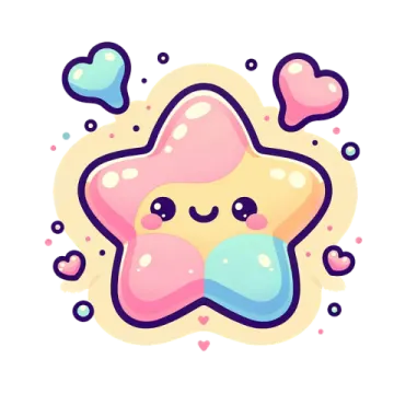 a star with hearts and stars around it