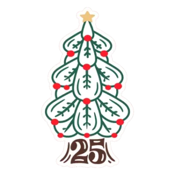 a christmas tree with the number 25 on it