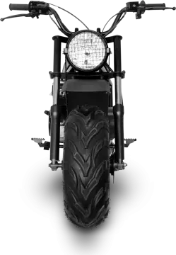 the front view of a motorcycle on a white background