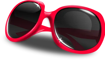a pair of red sunglasses with black lenses