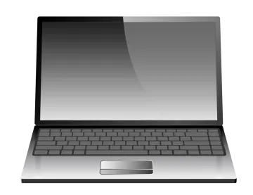 a laptop computer with a blank screen