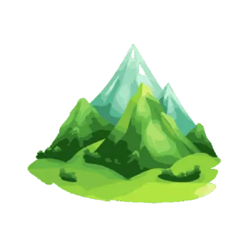 a green mountain with trees on it