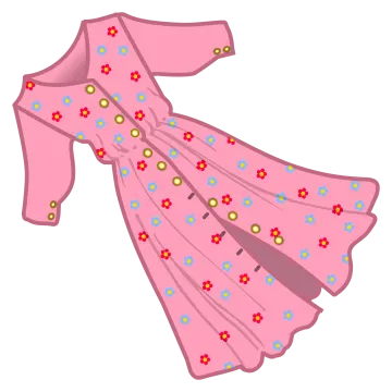 a pink dress with colorful flowers on it